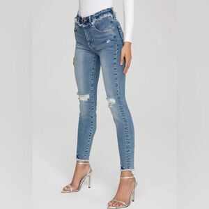 Good American good legs under fray waistband jeans 00/24